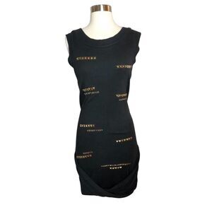 Rachel Rachel Roy Gold Studded Bodycon Mini Dress Womens Stretch Lined Black Sma